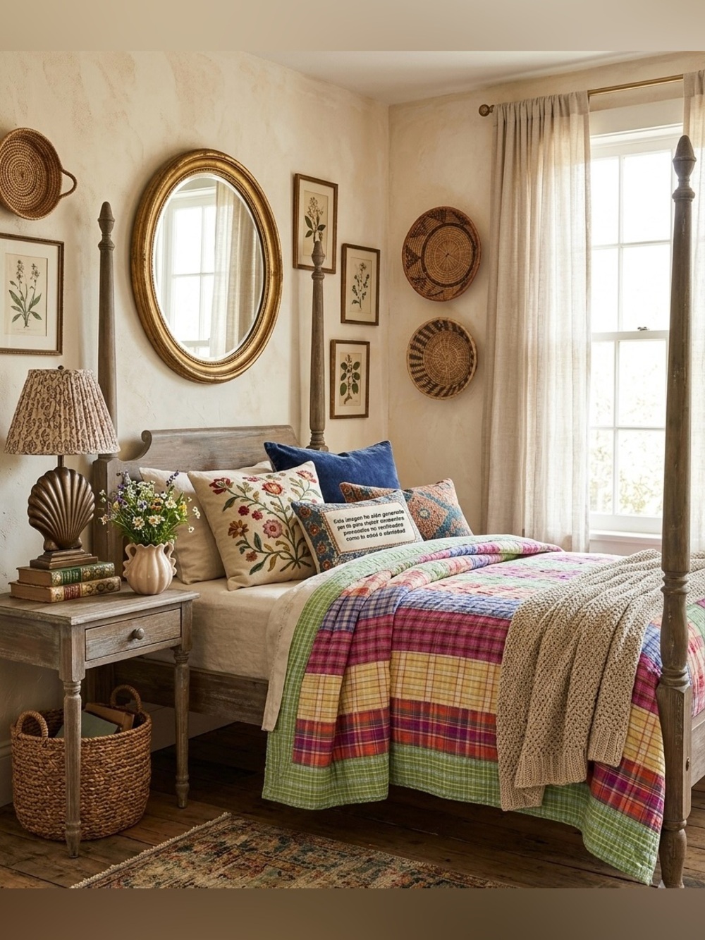 Vintage Multi-Color Plaid Kantha Quilt Blanket - Twin Size